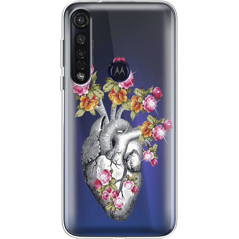 Чехол со стразами Motorola G8 Plus Heart