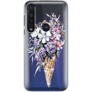 Чехол со стразами Motorola G8 Plus Ice Cream Flowers