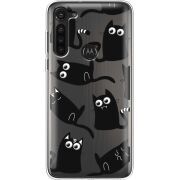 Прозрачный чехол BoxFace Motorola G8 Power с 3D-глазками Black Kitty