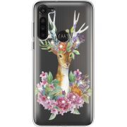Чехол со стразами Motorola G8 Power Deer with flowers
