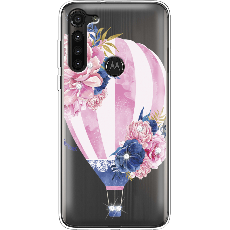 Чехол со стразами Motorola G8 Power Pink Air Baloon