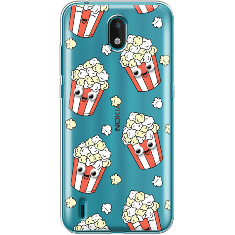 Прозрачный чехол BoxFace Nokia 1.3 с 3D-глазками Popcorn