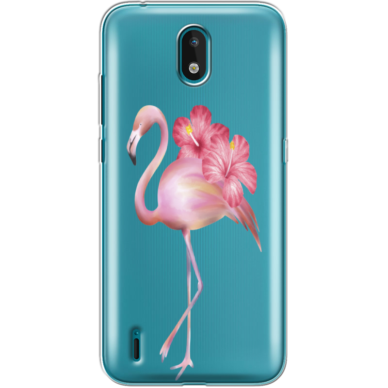 Прозрачный чехол BoxFace Nokia 1.3 Floral Flamingo