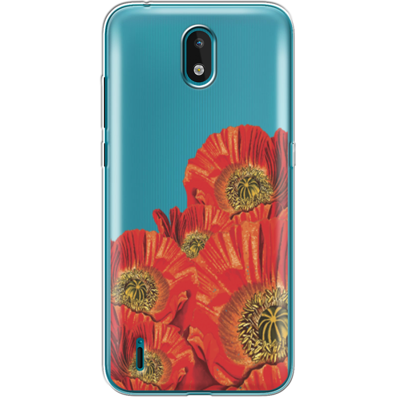 Прозрачный чехол BoxFace Nokia 1.3 Red Poppies