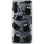 Прозрачный чехол BoxFace OnePlus Nord с 3D-глазками Black Kitty