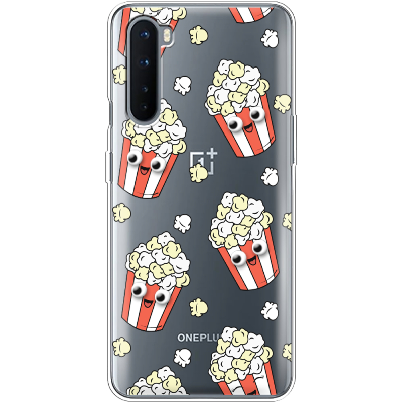 Прозрачный чехол BoxFace OnePlus Nord с 3D-глазками Popcorn