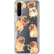 Прозрачный чехол BoxFace OnePlus Nord с 3D-глазками Pug