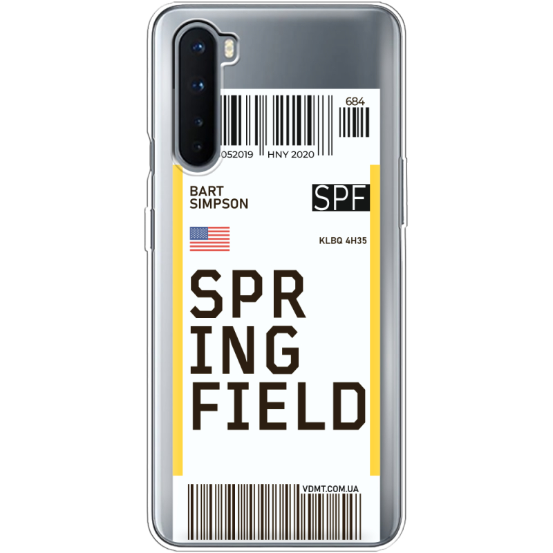 Прозрачный чехол BoxFace OnePlus Nord Ticket Springfield