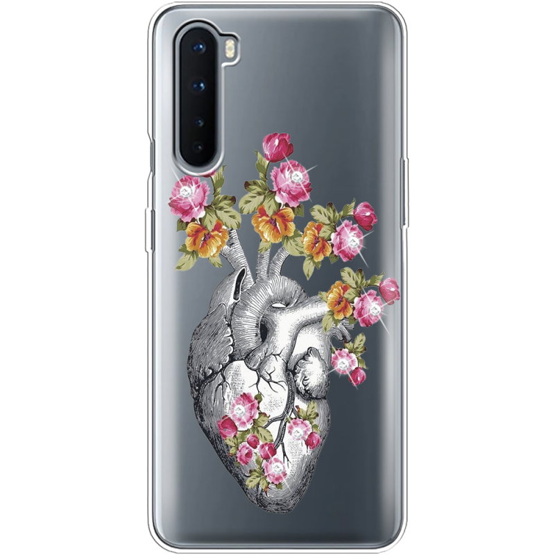 Чехол со стразами OnePlus Nord Heart