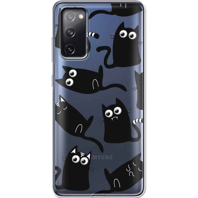 Прозрачный чехол BoxFace Samsung G780 Galaxy S20 FE с 3D-глазками Black Kitty