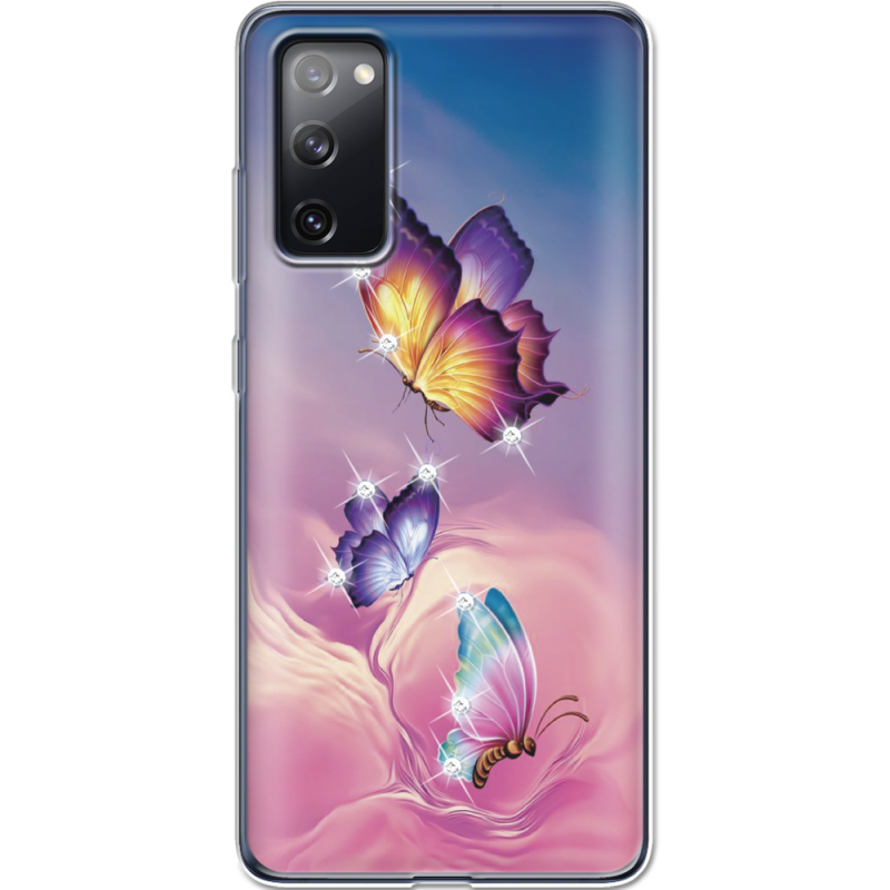 Чехол со стразами Samsung G780 Galaxy S20 FE Butterflies