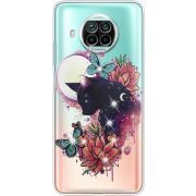 Чехол со стразами Xiaomi Mi 10T Lite Cat in Flowers