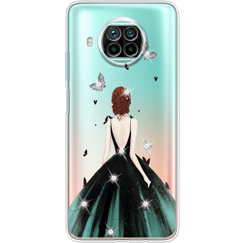 Чехол со стразами Xiaomi Mi 10T Lite Girl in the green dress