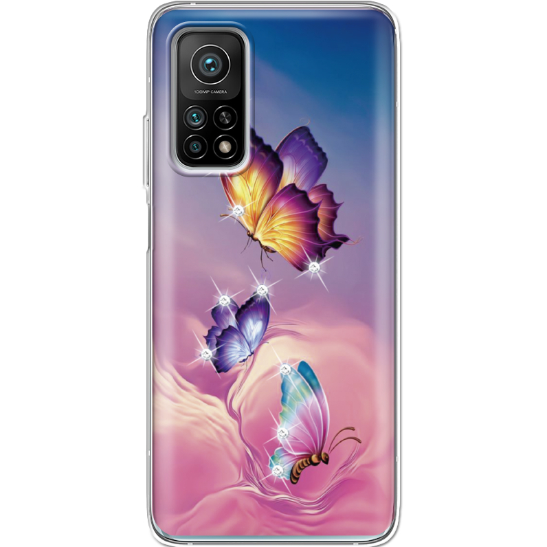 Чехол со стразами Xiaomi Mi 10T/ Mi 10T Pro Butterflies