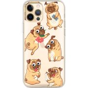 Прозрачный чехол BoxFace Apple iPhone 12 Pro Max с 3D-глазками Pug