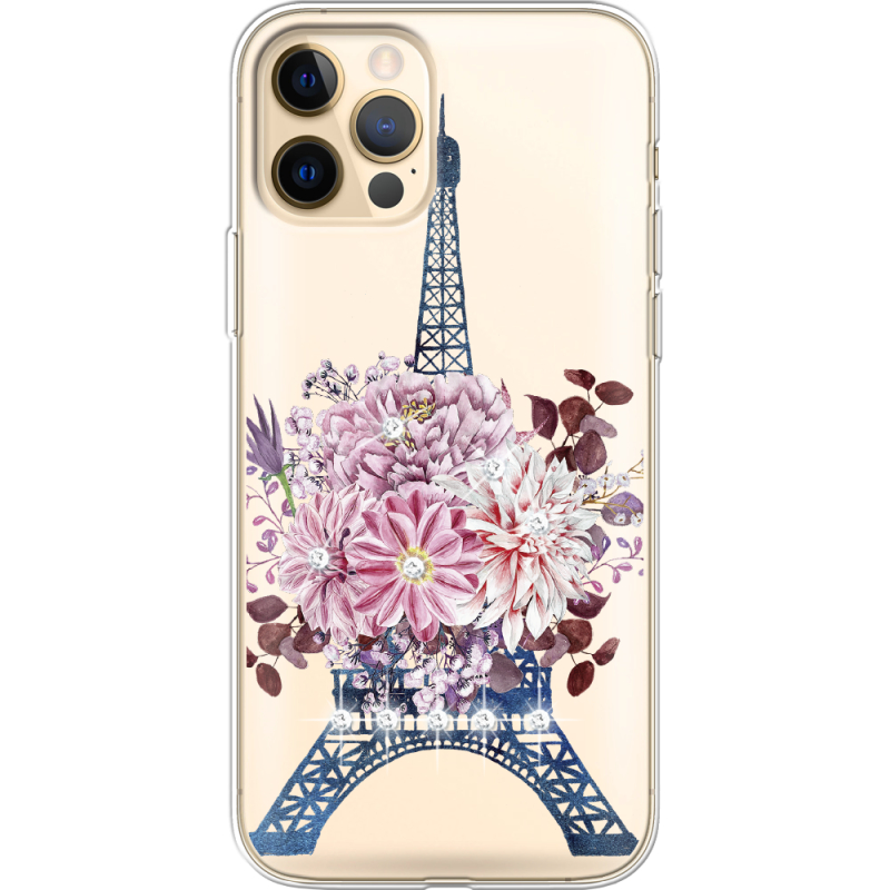 Чехол со стразами Apple iPhone 12 Pro Max Eiffel Tower