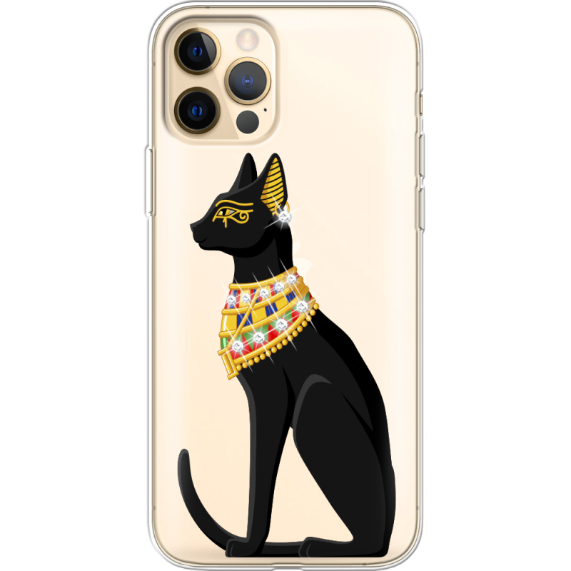 Чехол со стразами Apple iPhone 12 Pro Max Egipet Cat