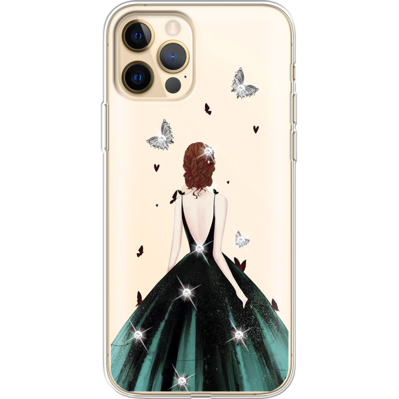 Чехол со стразами Apple iPhone 12 Pro Max Girl in the green dress