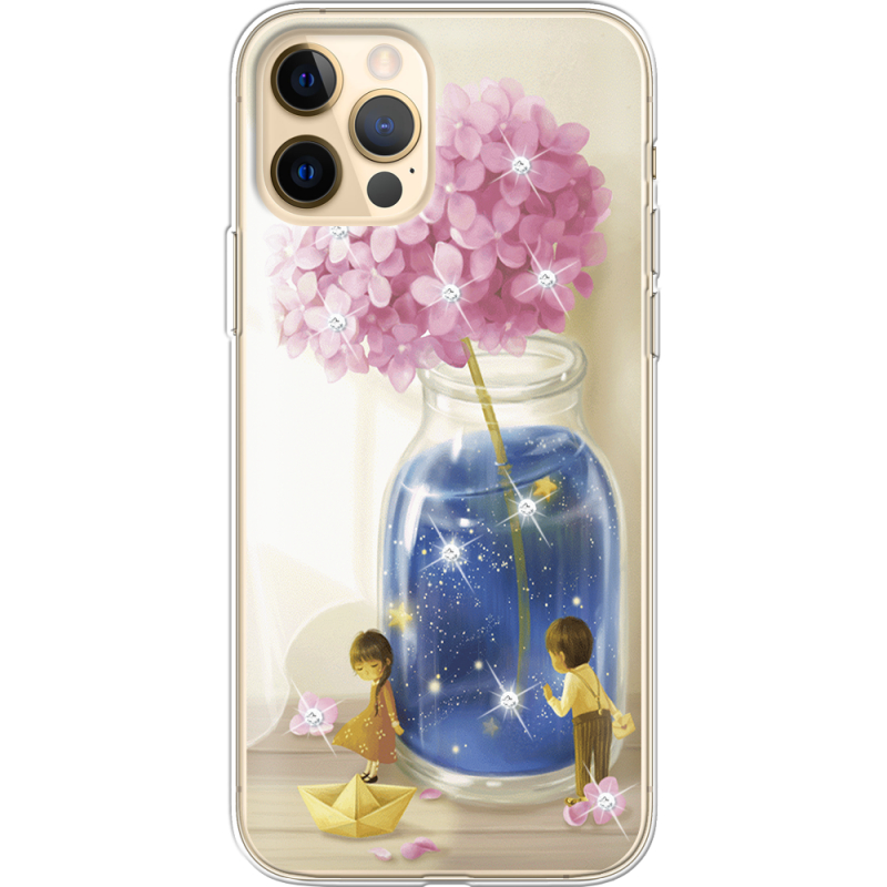 Чехол со стразами Apple iPhone 12 Pro Max Little Boy and Girl