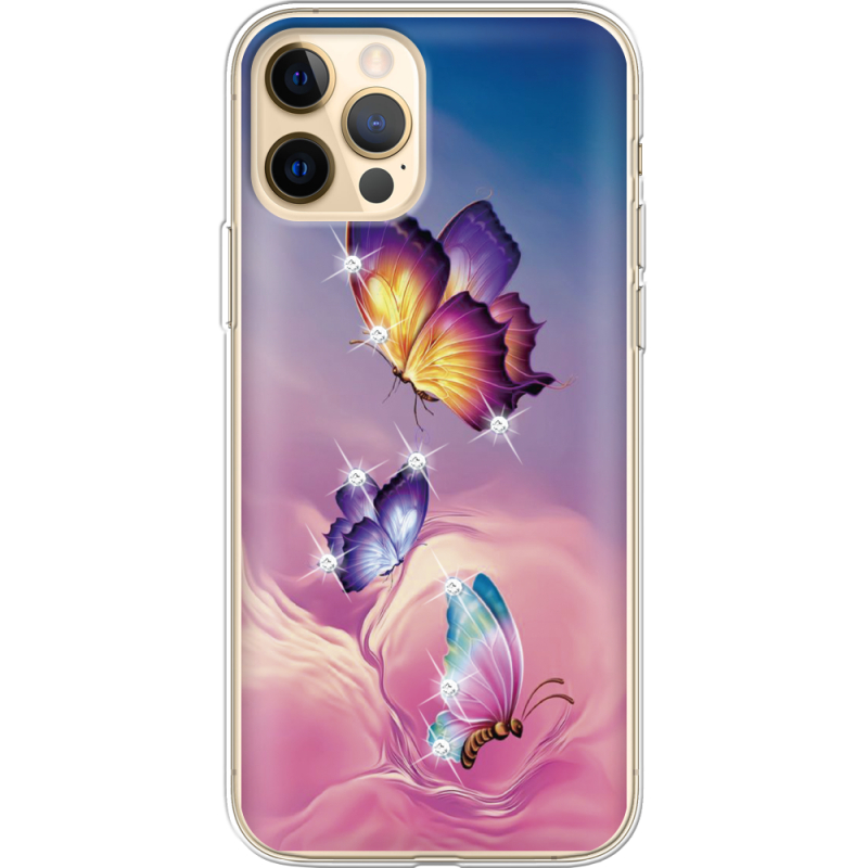 Чехол со стразами Apple iPhone 12 Pro Max Butterflies