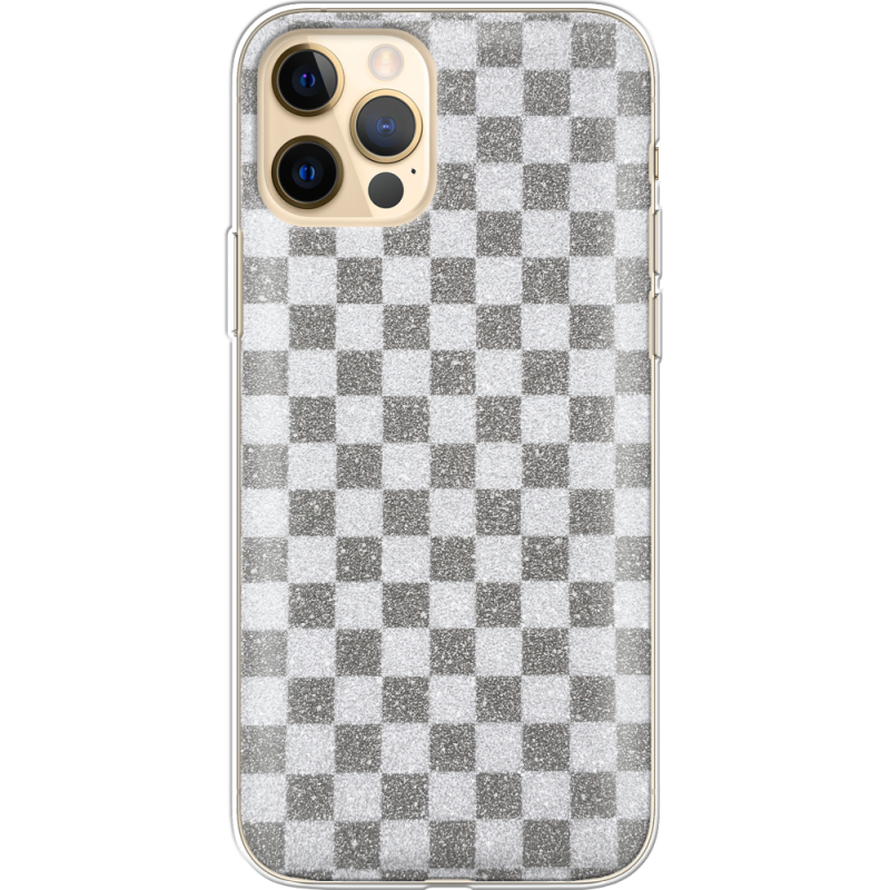 Чехол с блёстками Apple iPhone 12 Pro Max Шахматы