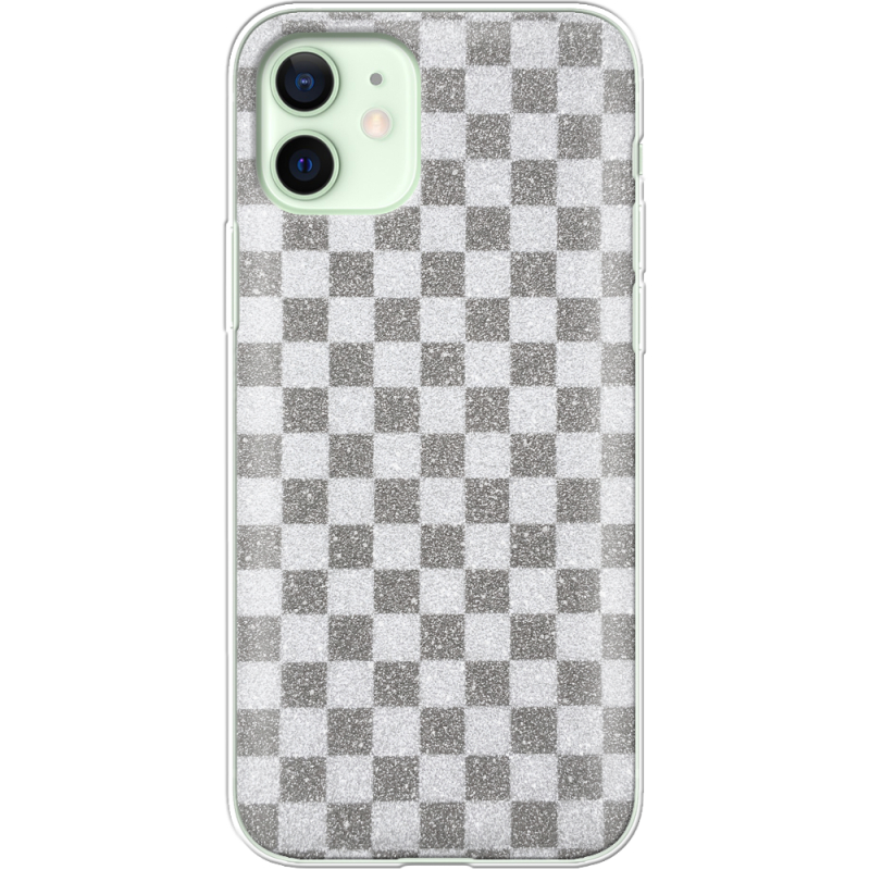 Чехол с блёстками Apple iPhone 12 Шахматы