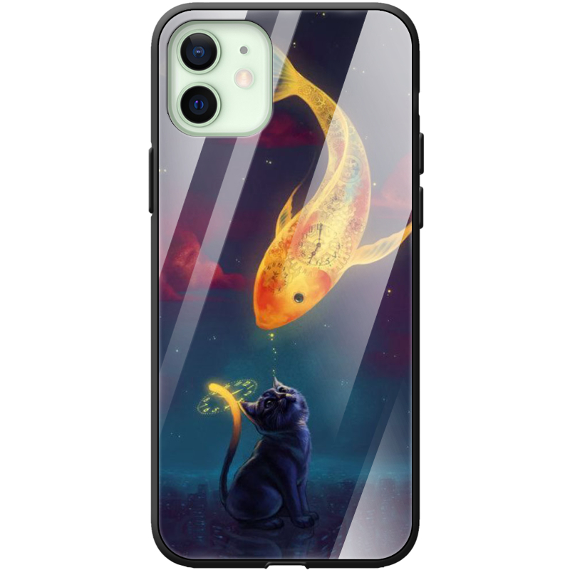 Защитный чехол BoxFace Glossy Panel Apple iPhone 12 Kitten And Fish