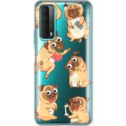 Прозрачный чехол BoxFace Huawei P Smart 2021 с 3D-глазками Pug