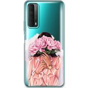 Прозрачный чехол BoxFace Huawei P Smart 2021 Девушка с Пионами