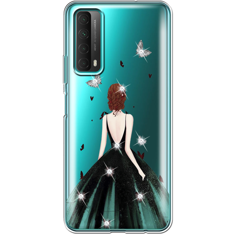 Чехол со стразами Huawei P Smart 2021 Girl in the green dress