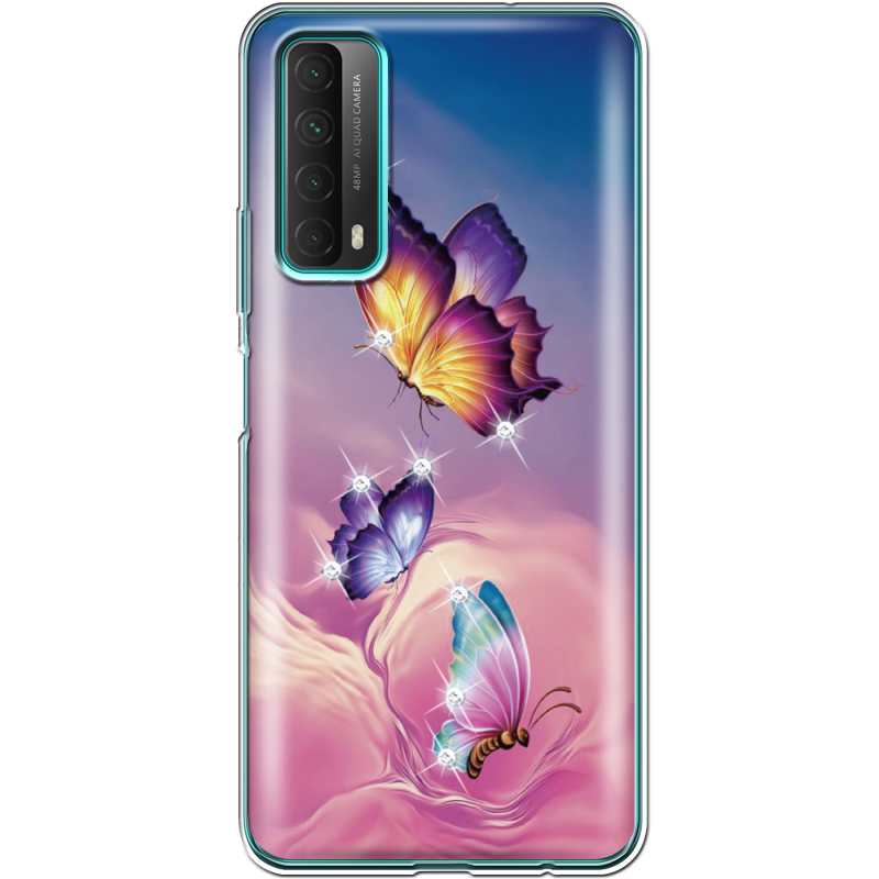 Чехол со стразами Huawei P Smart 2021 Butterflies