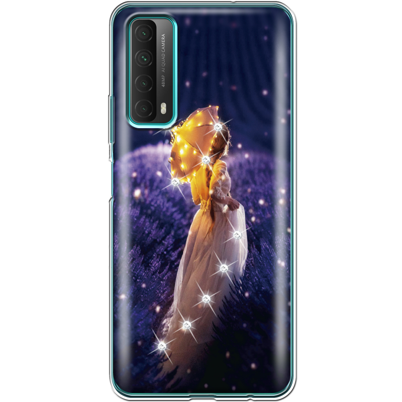 Чехол со стразами Huawei P Smart 2021 Girl with Umbrella