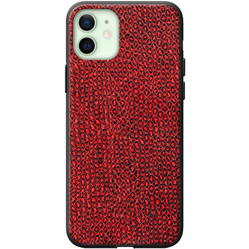 Кожаный чехол Boxface Apple iPhone 12 Snake Red