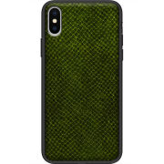 Кожаный чехол Boxface Apple iPhone X Snake Forest Green