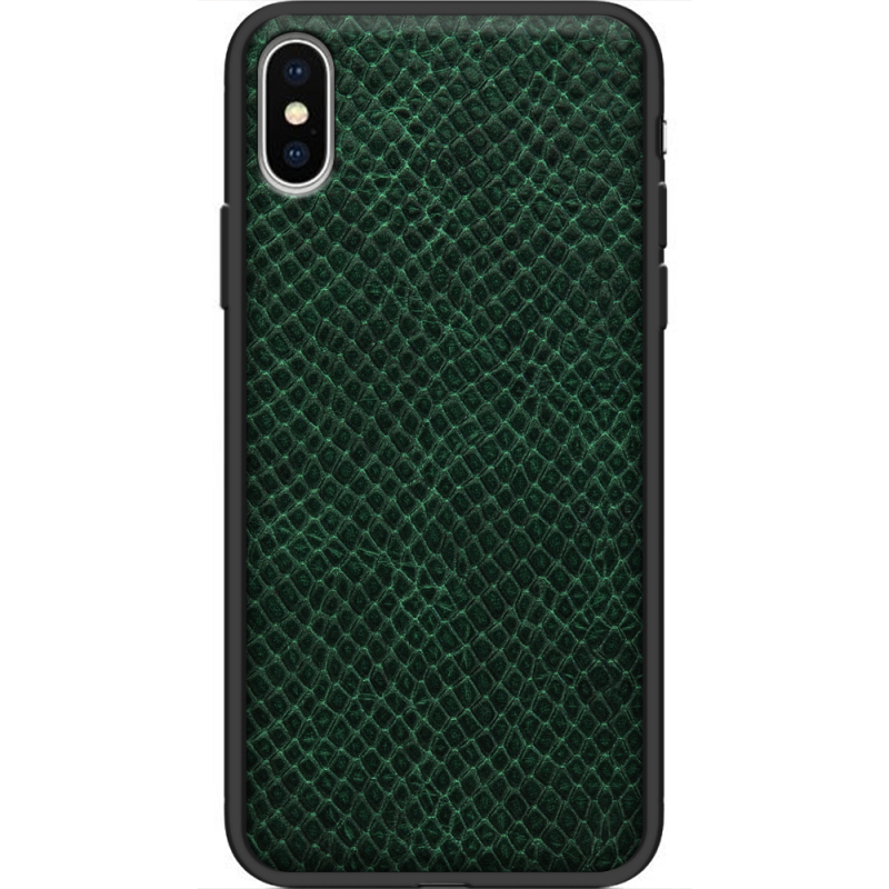 Кожаный чехол Boxface Apple iPhone X Snake Emerald