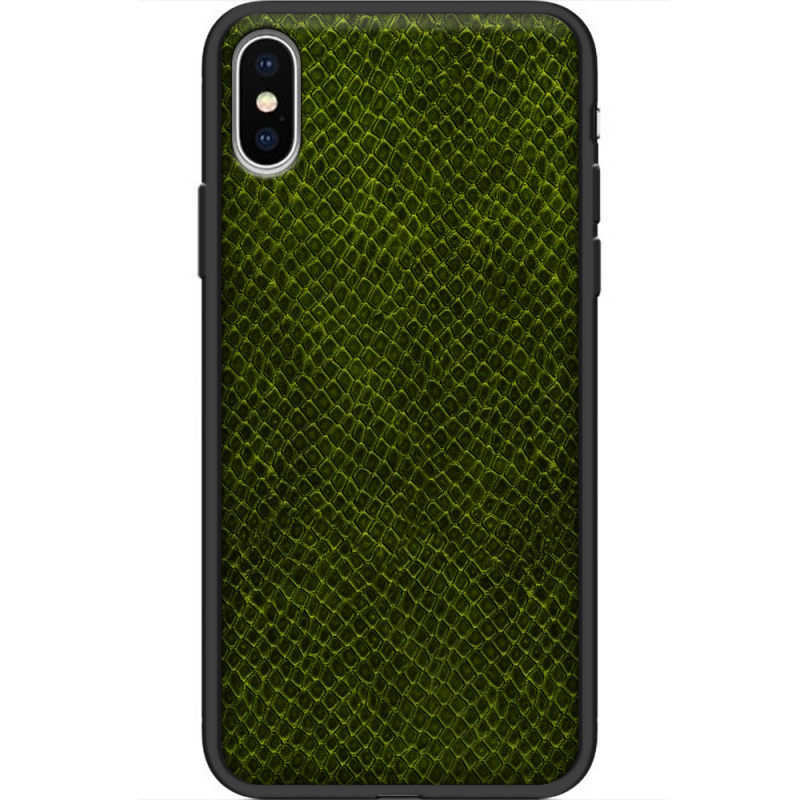 Кожаный чехол Boxface Apple iPhone XS Snake Forest Green