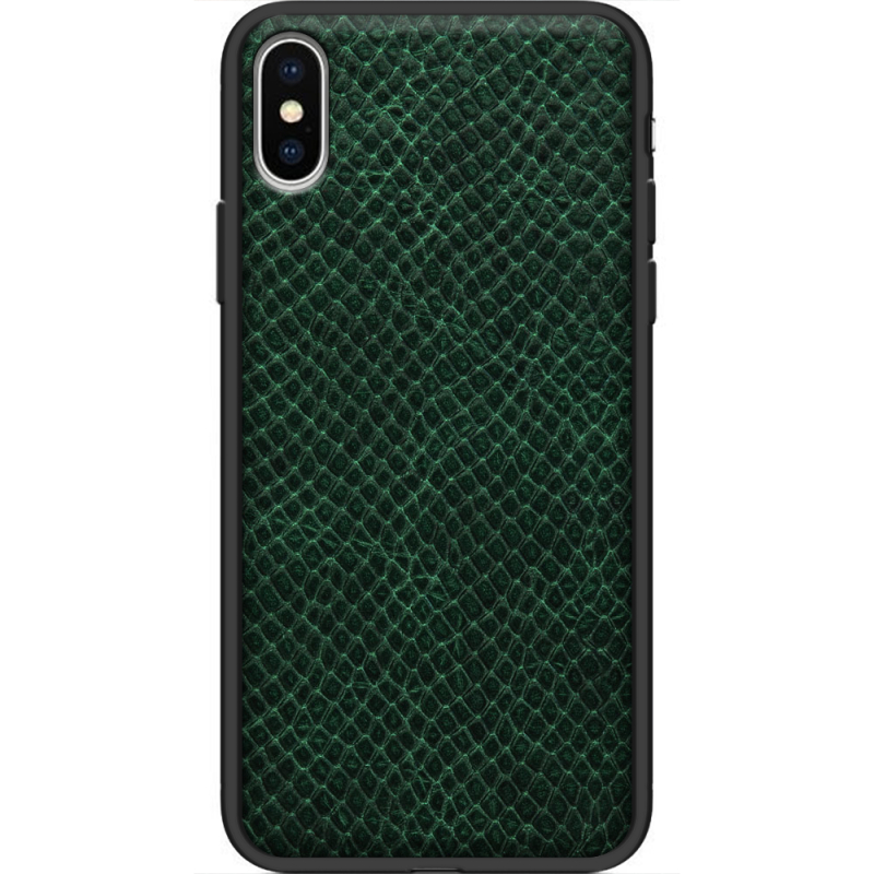 Кожаный чехол Boxface Apple iPhone XS Snake Emerald
