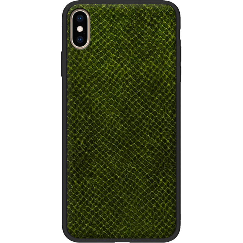 Кожаный чехол Boxface Apple iPhone XS Max Snake Forest Green