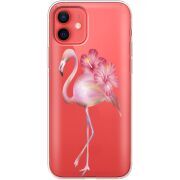 Прозрачный чехол BoxFace Apple iPhone 12 mini Floral Flamingo
