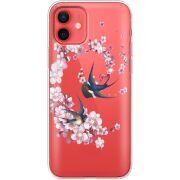Чехол со стразами Apple iPhone 12 mini Swallows and Bloom