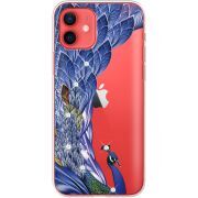 Чехол со стразами Apple iPhone 12 mini Peafowl