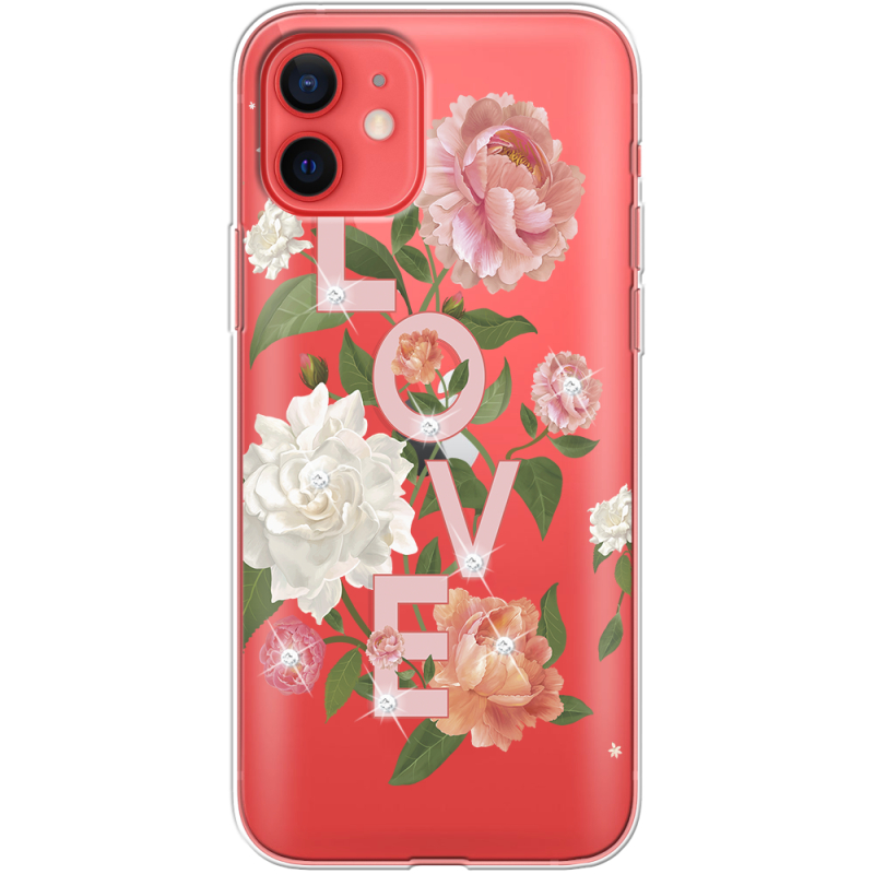 Чехол со стразами Apple iPhone 12 mini Love
