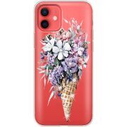 Чехол со стразами Apple iPhone 12 mini Ice Cream Flowers