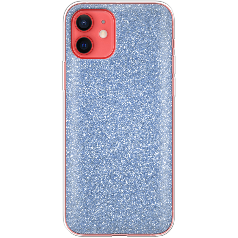 Чехол с блёстками Apple iPhone 12 mini Голубой