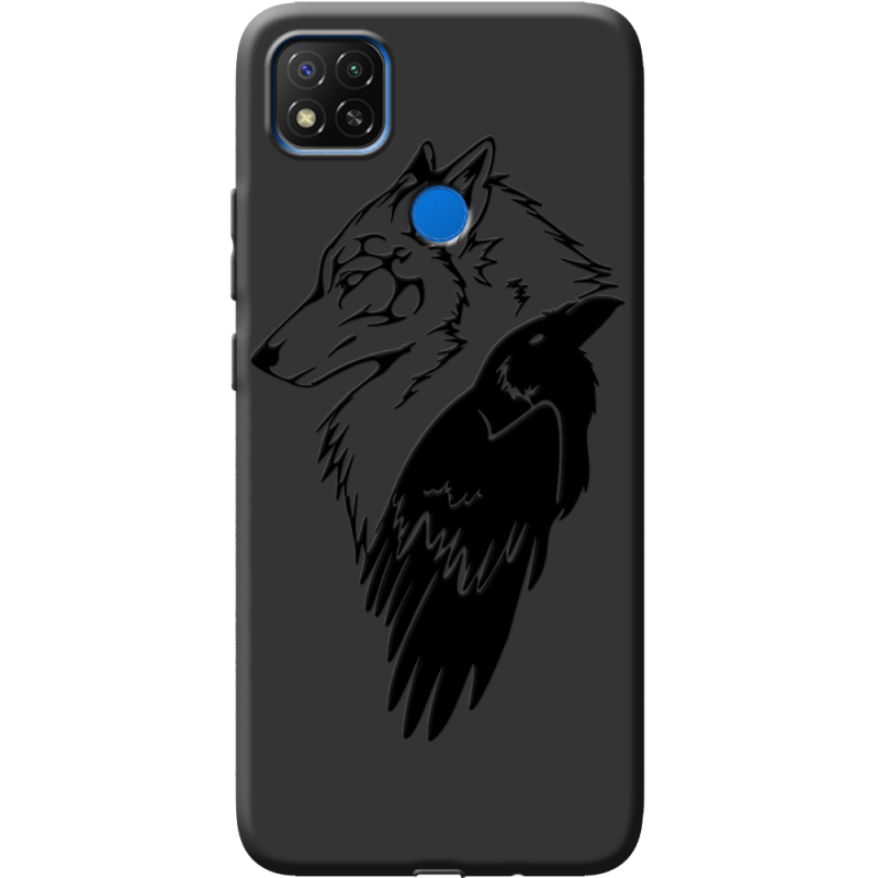Черный чехол BoxFace Xiaomi Redmi 9C Wolf and Raven