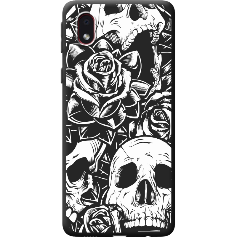 Черный чехол BoxFace Samsung Galaxy A01 Core (A013) Skull and Roses