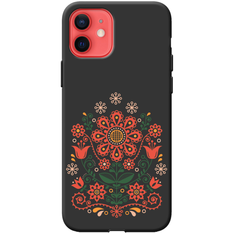 Черный чехол BoxFace Apple iPhone 12 mini Ukrainian Ornament