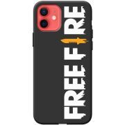 Черный чехол BoxFace Apple iPhone 12 mini Free Fire White Logo