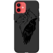 Черный чехол BoxFace Apple iPhone 12 mini Wolf and Raven