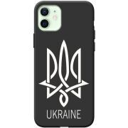 Черный чехол BoxFace Apple iPhone 12 Тризуб монограмма ukraine